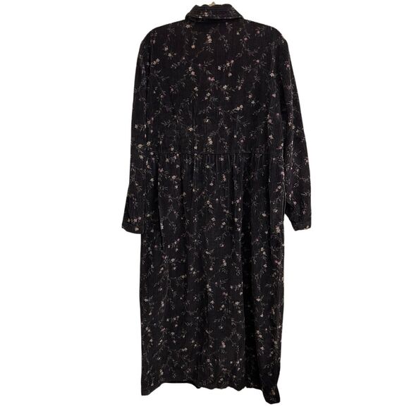 VTG Talbots Wide Wale Corduroy Floral Maxi Dress sz 14 front button Boho Cottage - Picture 2 of 7